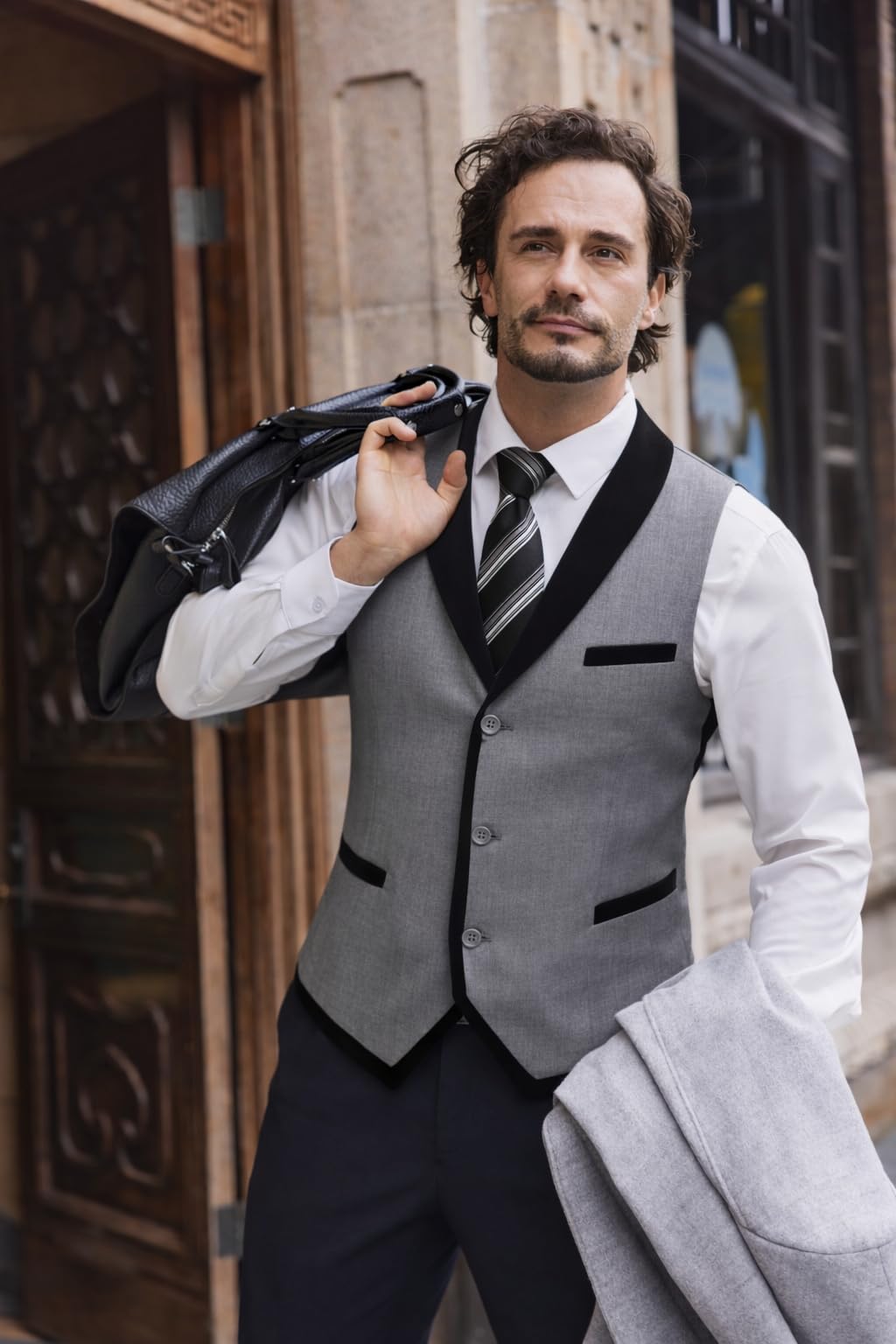 COOFANDY Men's Suit Vest Slim Fit Formal Business Dress Vest Casual Wedding Waistcoat