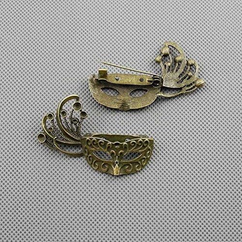 Jewelry Making Charms Findings Supply Supplies Crafting Lots Bulk Wholesale Antique Bronze Tone Plated 24261 Carnival Masks Brooch