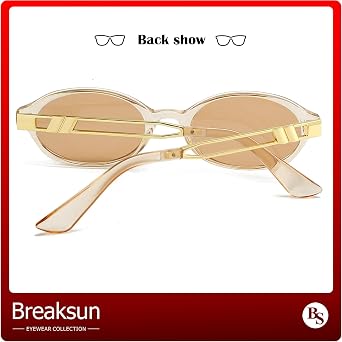 Breaksun Retro Oval Sunglasses for Women Men Trendy Narrow Round Sun Glasses Y2K Designer Vintage Shades