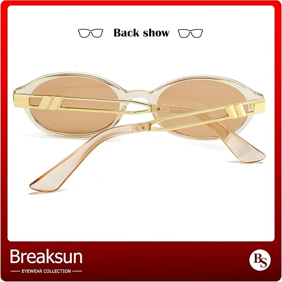 Breaksun Retro Oval Sunglasses for Women Men Trendy Narrow Round Sun Glasses Y2K Designer Vintage Shades
