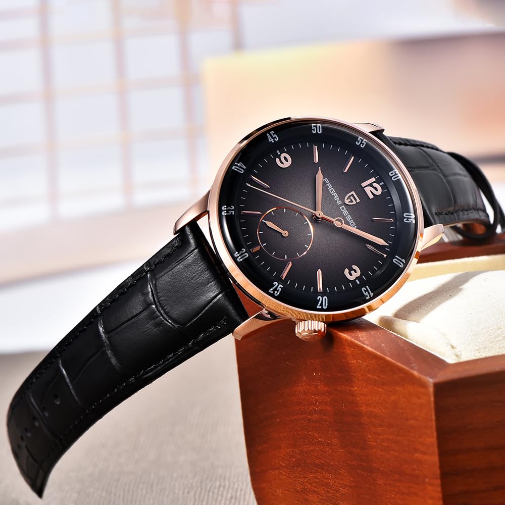 Pagani Design 1790 męski zegarek na rękę, 42 mm, automatyczne zegarki mechaniczne, 100 m, wodoszczelny, luksusowy zegarek na rękę dla mężczyzn, łatwy do odczytania duży cyferblat, skórzany pasek