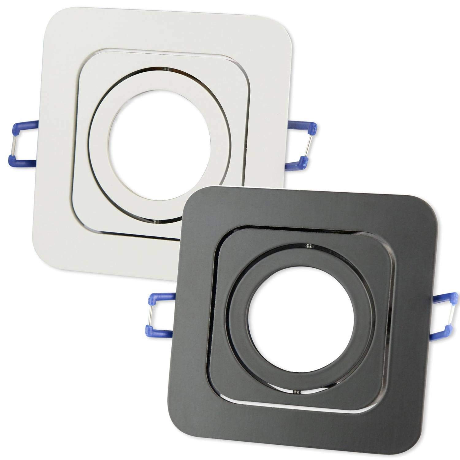 6 focos empotrables LED blanco cuadrado 9 W blanco cálido GU10 230 V plano – Focos empotrados orientables e inclinables perforación 80 mm – Instalación – focos de techo – focos empotrables