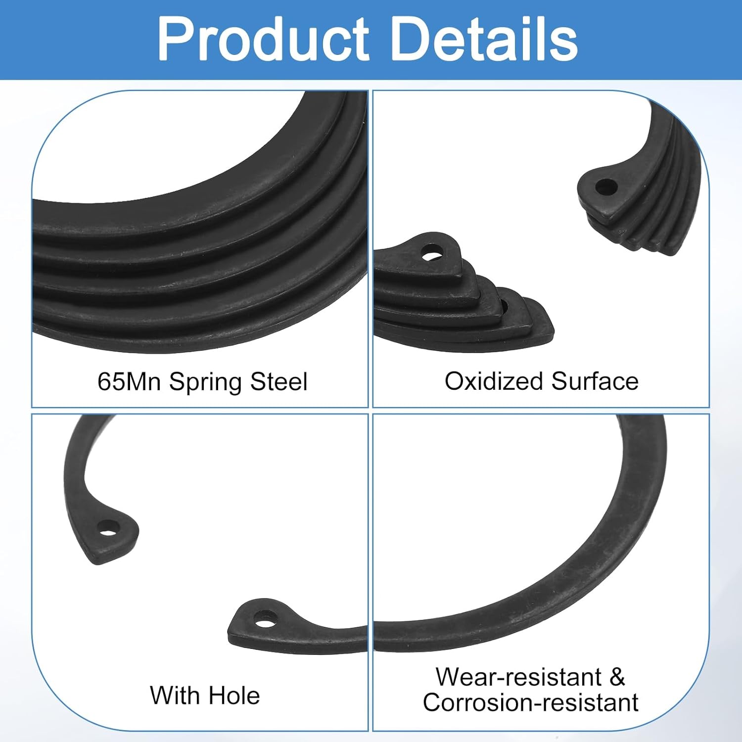 uxcell 20Pcs 1-9/16" (40mm) Internal Retaining Ring Circlip, 65 Mn Spring Steel Internal Circlip Snap Rings C-Clips for Grooved Shafts Studs, Black