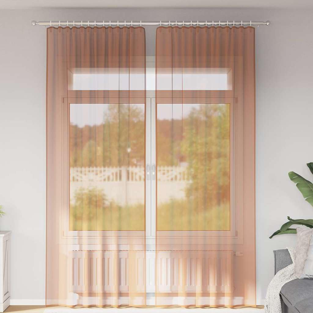 Rideaux voile anti vis-à-vis terracotta 140x260 cm pour stopper les regards sans perdre de clarté