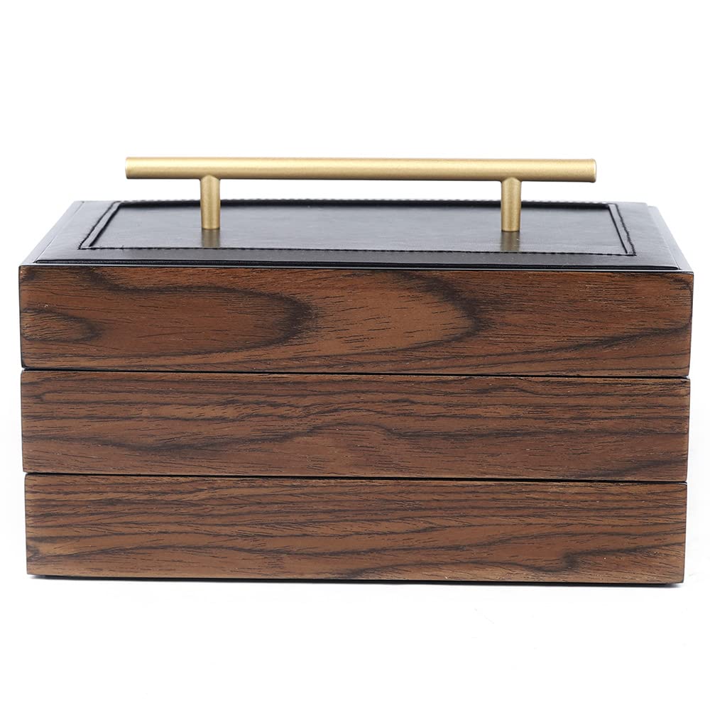 Jewelry Storage Organizer, 3 Layers Large Retro Wooden Jewellery Box Earrling Necklace Bracelets Dis