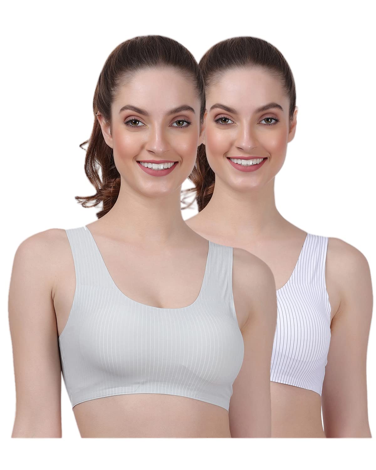 Lightly Padded Sports Bra Pack of 2 Free Size (S3003) Fit to Size (30-36)-image-12