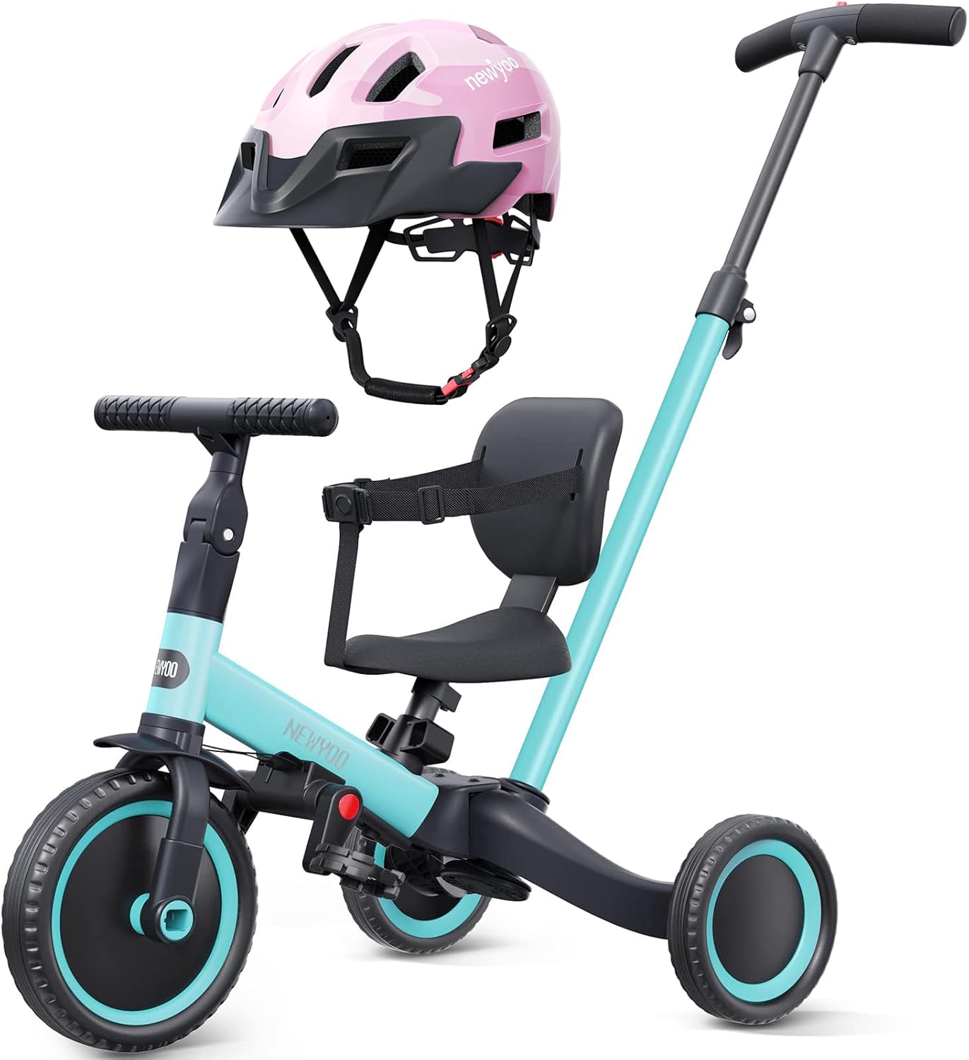 newyoo Toddler Tricycle with Helmet, Toddler Bike, Tricycles for 1-3 Year Olds, Kids Bike Helmet for 3-8 Year Olds, Blue