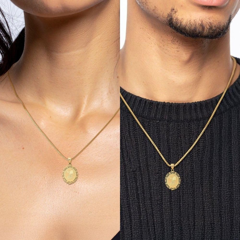 IceCarats 14K Solid Yellow Gold Filigree Large Virgo Zodiac Medal Pendant Necklace 28mm 1.1 inch Polished, Textured, Matte For Her For Him