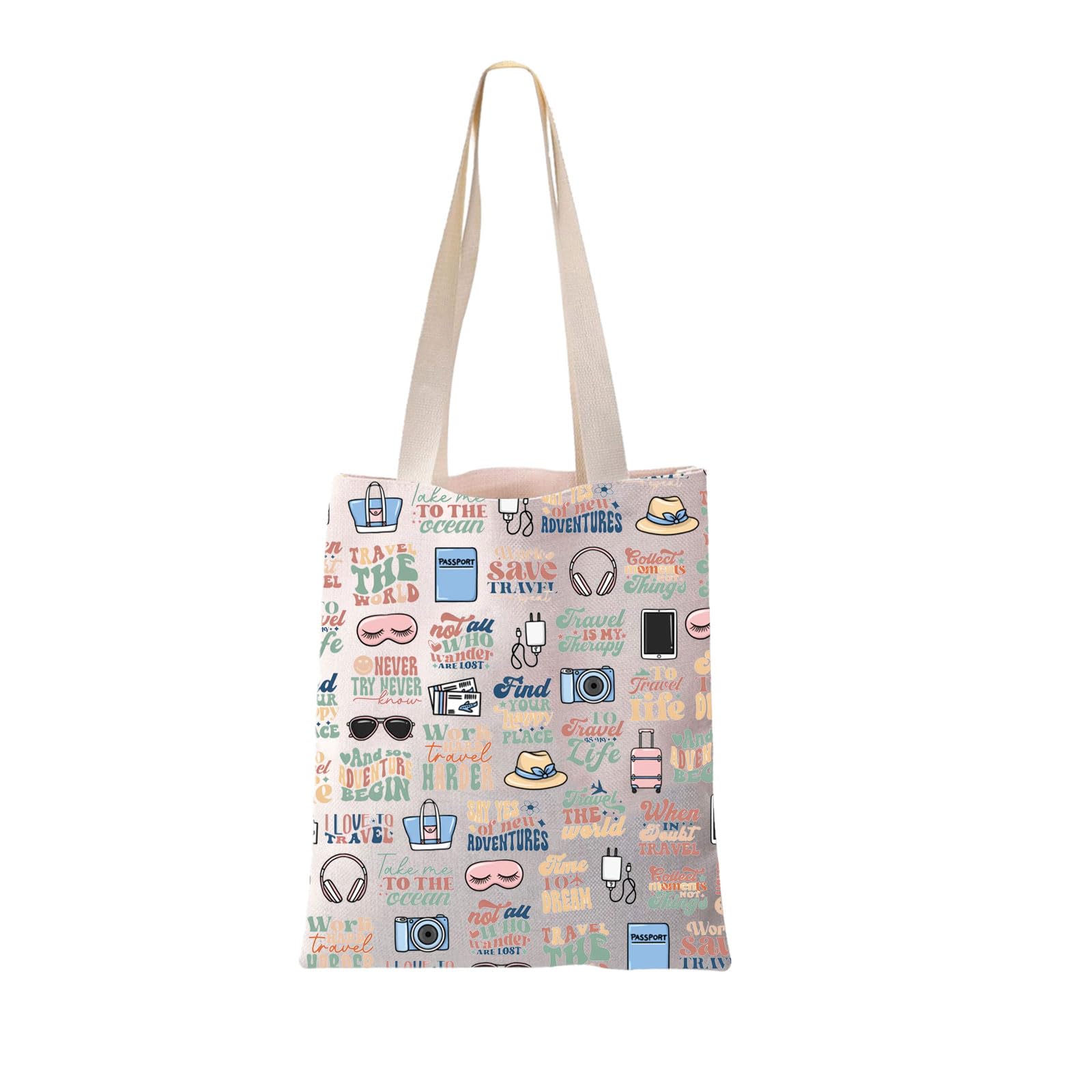 JYTAPP Travel Quotes Canvas Tote Bag Traveling Themed Gift Vacation Trip Shoulder Bag Traveler Gift Travel Enthusiast