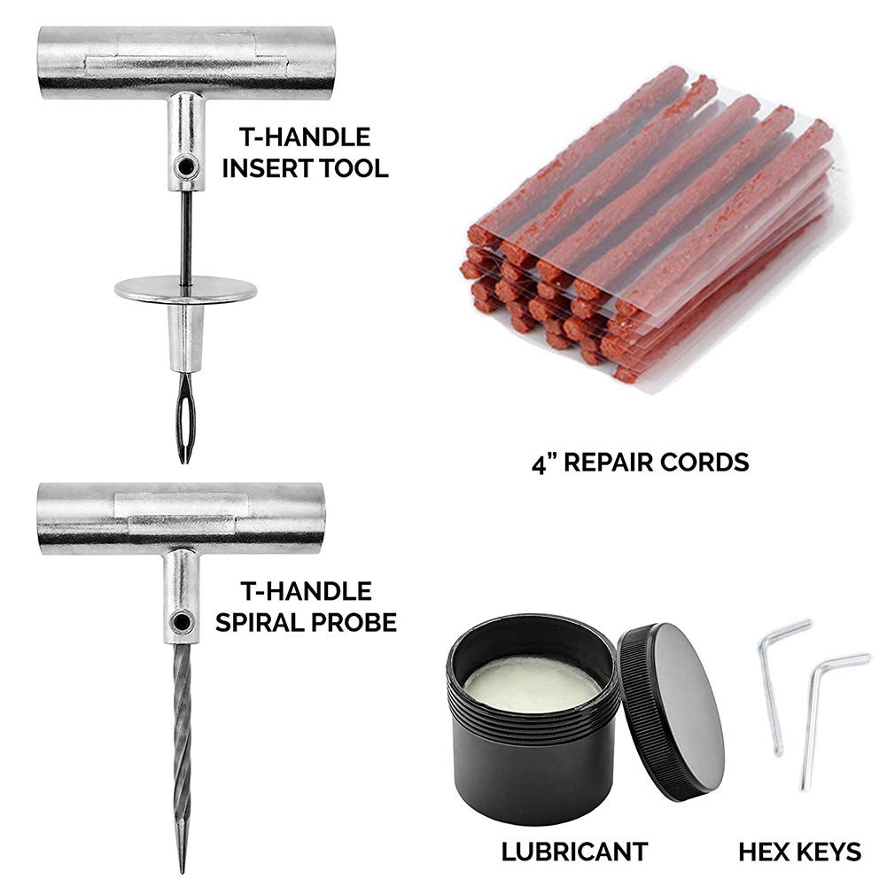 Kit de reparación de neumáticos, herramienta de reparación de tapón de pinchazo de neumático sin cámara para tractores, cortacésped, camiones, ruedas de automóviles