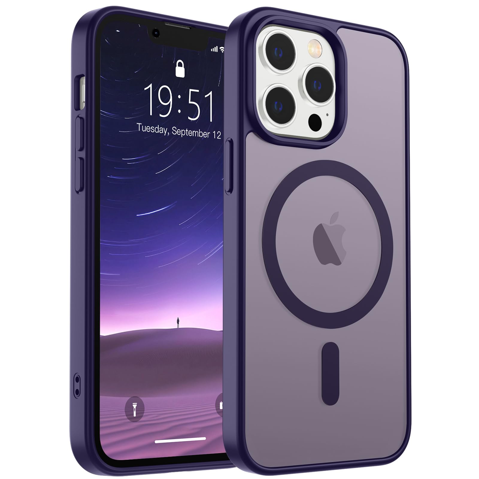 SUPFINE Magnetic for iPhone 12 Pro Max Case (Compatible with MagSafe) (Military Grade Drop Protection) Slim Translucent Matte Shockproof with Anti-Fingerprint Phone Case,Dark Purple
