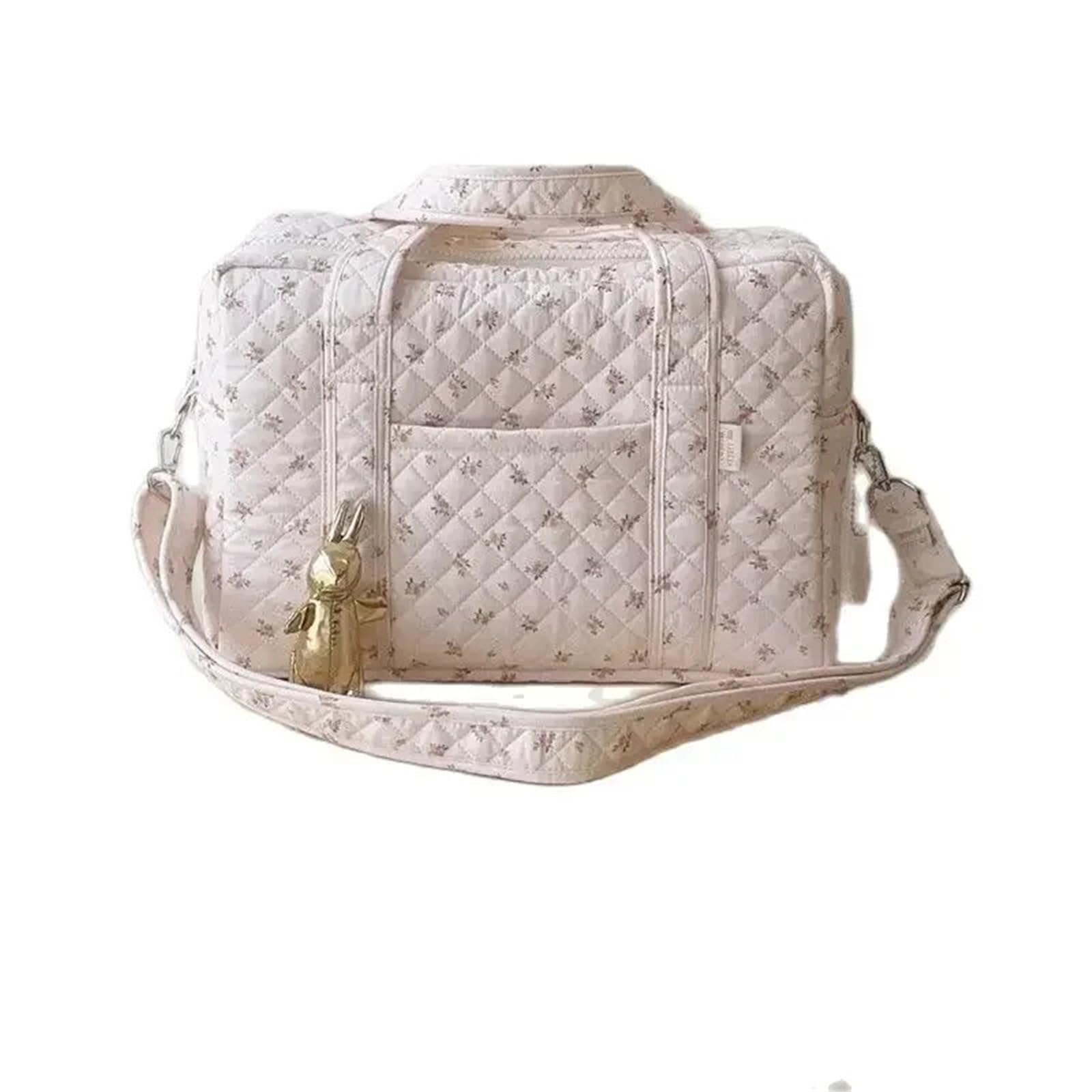 Borsa Passeggino Universale Borsa portaoggetti for Mamma Borsa a Tracolla Multifunzionale Borsa a Tracolla Leggera Trapuntata Floreale in Cotone Moda Portatile