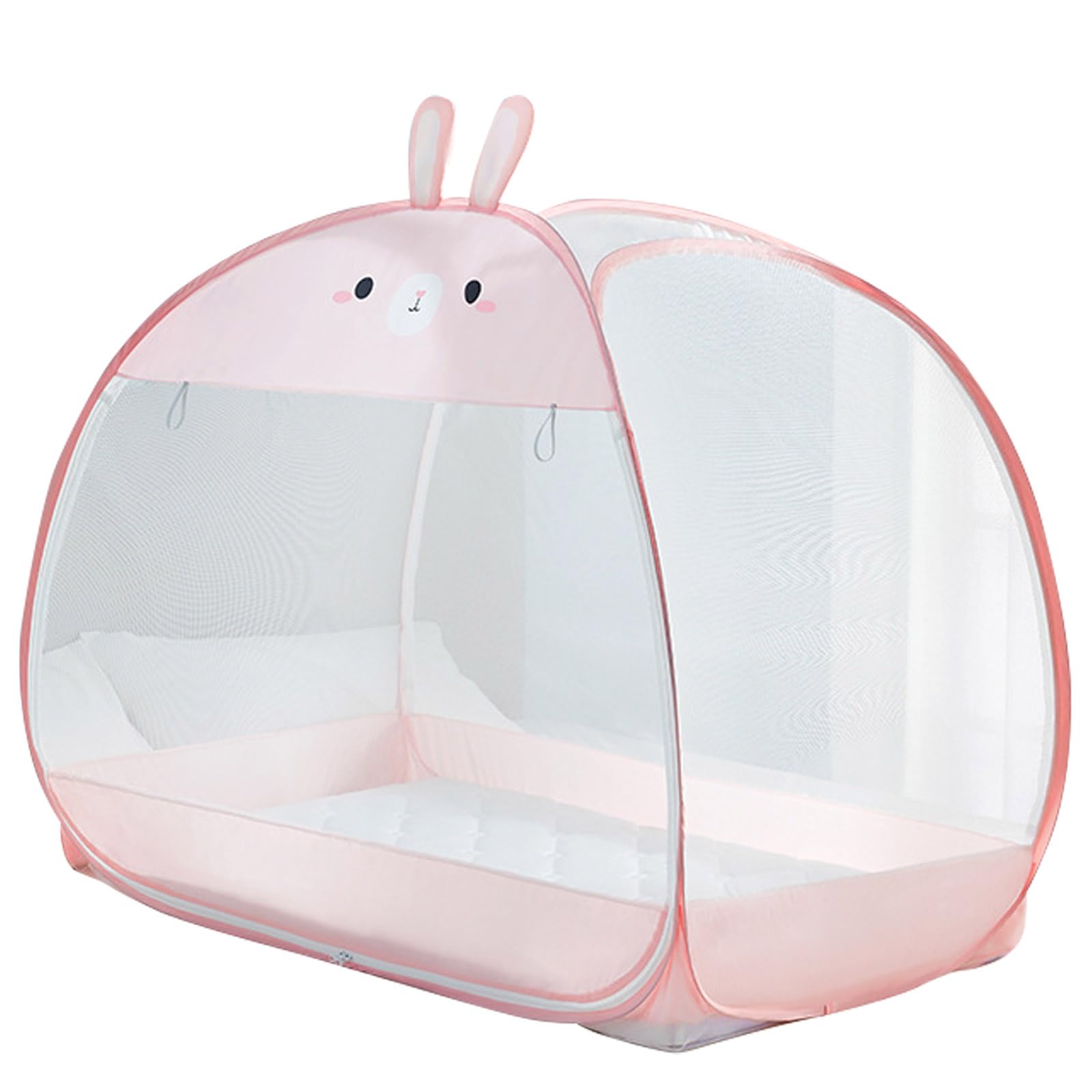 Liemuao Moustiquaire Pop Up pour Lit bébé, 120x65x100 cm, Installation Facile Tente de Lit Dôme avec Double Porte Fermeture éclair, Portable et Pliable pour Camping et Chambre (Lapin)