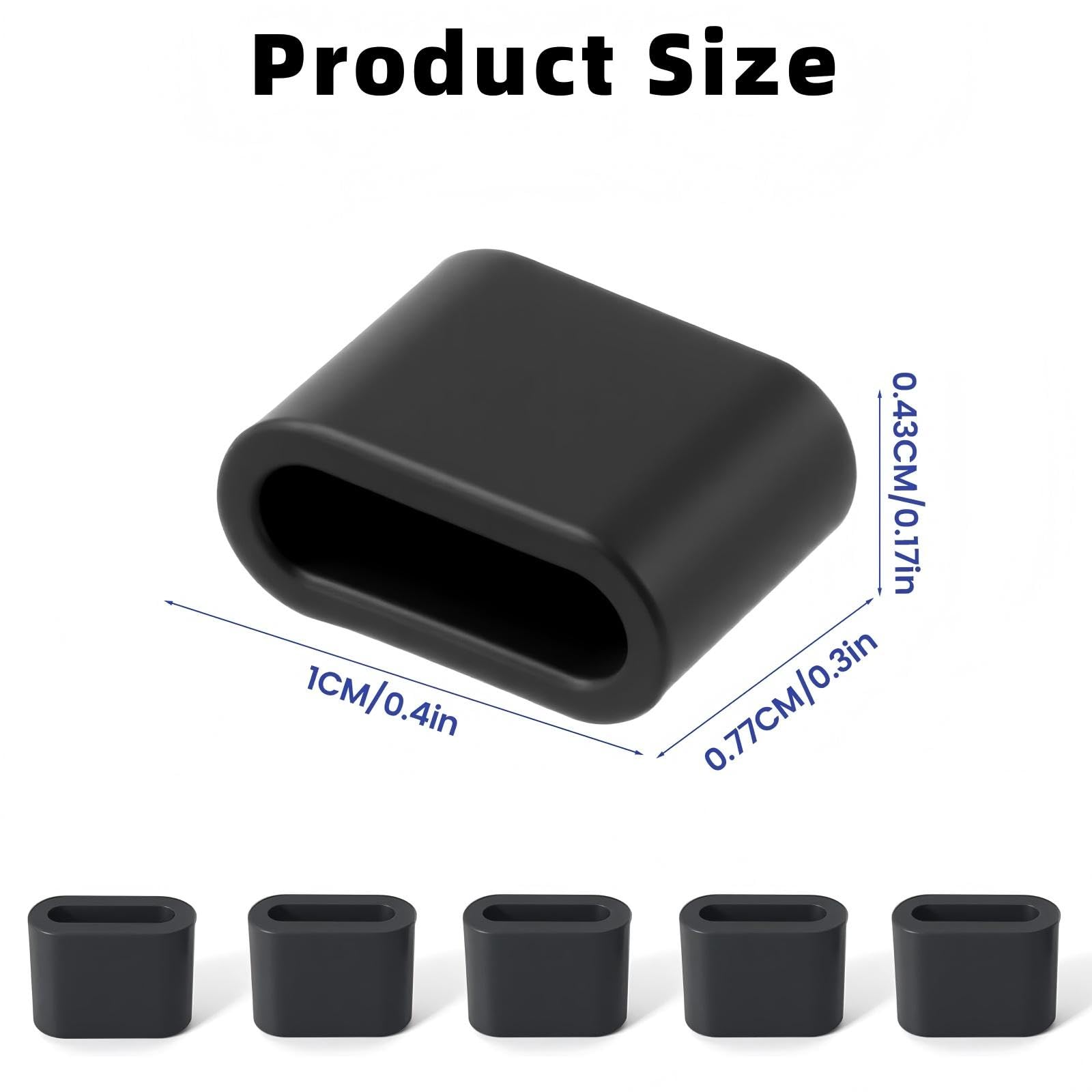 Lot de 20 bouchons anti-poussière en silicone de type C mâle pour tout port de charge de type C (noir)