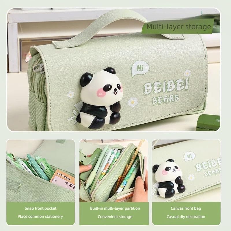 Image of SAJANI 3D Decompression Large Capacity Pencil Case, Multipurpose Stationary Organizer with Handle, Cartoon Printed Pencil Pouch for Boys & Girls (Pack of 1) (Apple Cat)