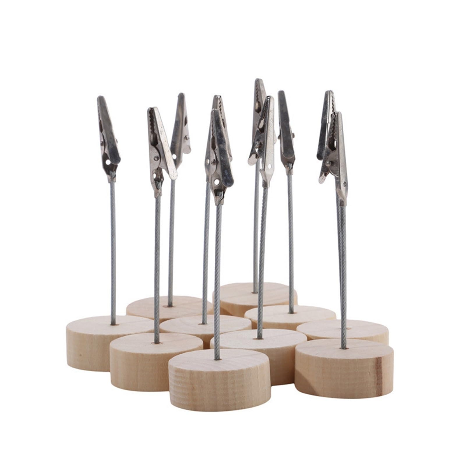 Lujauey Memo Clip Holder 20Pcs Portable Wooden Place Card Holder Clips Wedding Table Photo Memo Number Name Base for Wedding Party Office Memo(A)