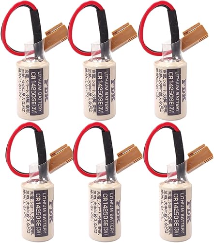 BATTEMALL 6 PCS CR14250SE 3V 1800mAh Lithium Battery Replacement for FDK 12AA PLC Battery 1747-BA Backup Power Supply with Brown Plug