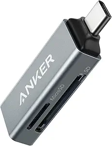 Anker SD Card Reader, 2-in-1 USB C Memory Reader for SDXC, SDHC, SD, MMC, RS-MMC, Micro SDHC Card, and UHS-I Cards