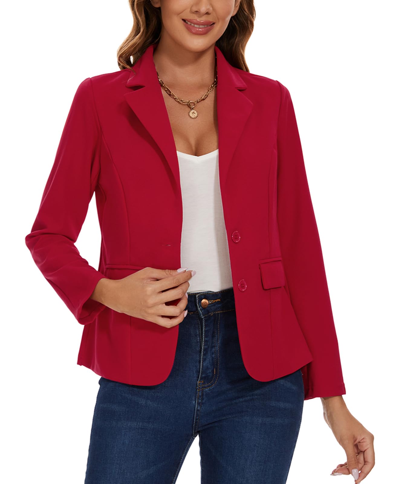 MINTLIMIT Blazers for Women Business Casual Long Sleeve Notched Lapel Button Work Office Blazers Jackets with Pockets