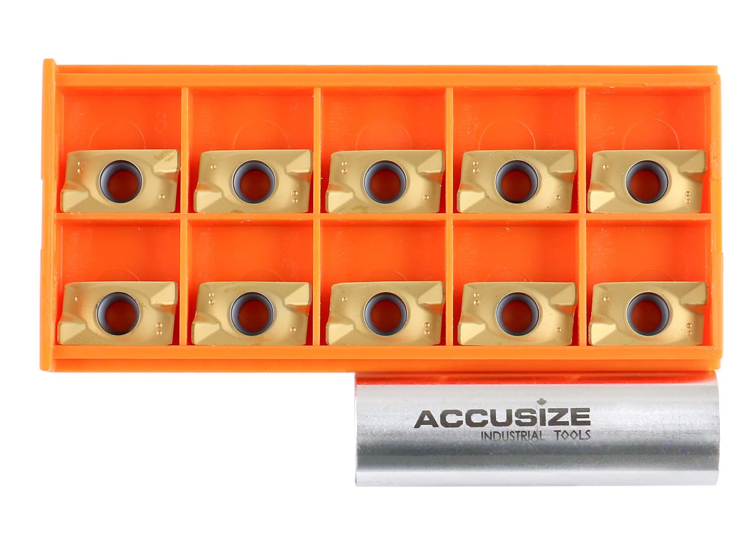 Accusize Industrial Tools APKT1604 TiN Coated Carbide Inserts for Machining Steel, 10 Pc Set, 0056-1604x10