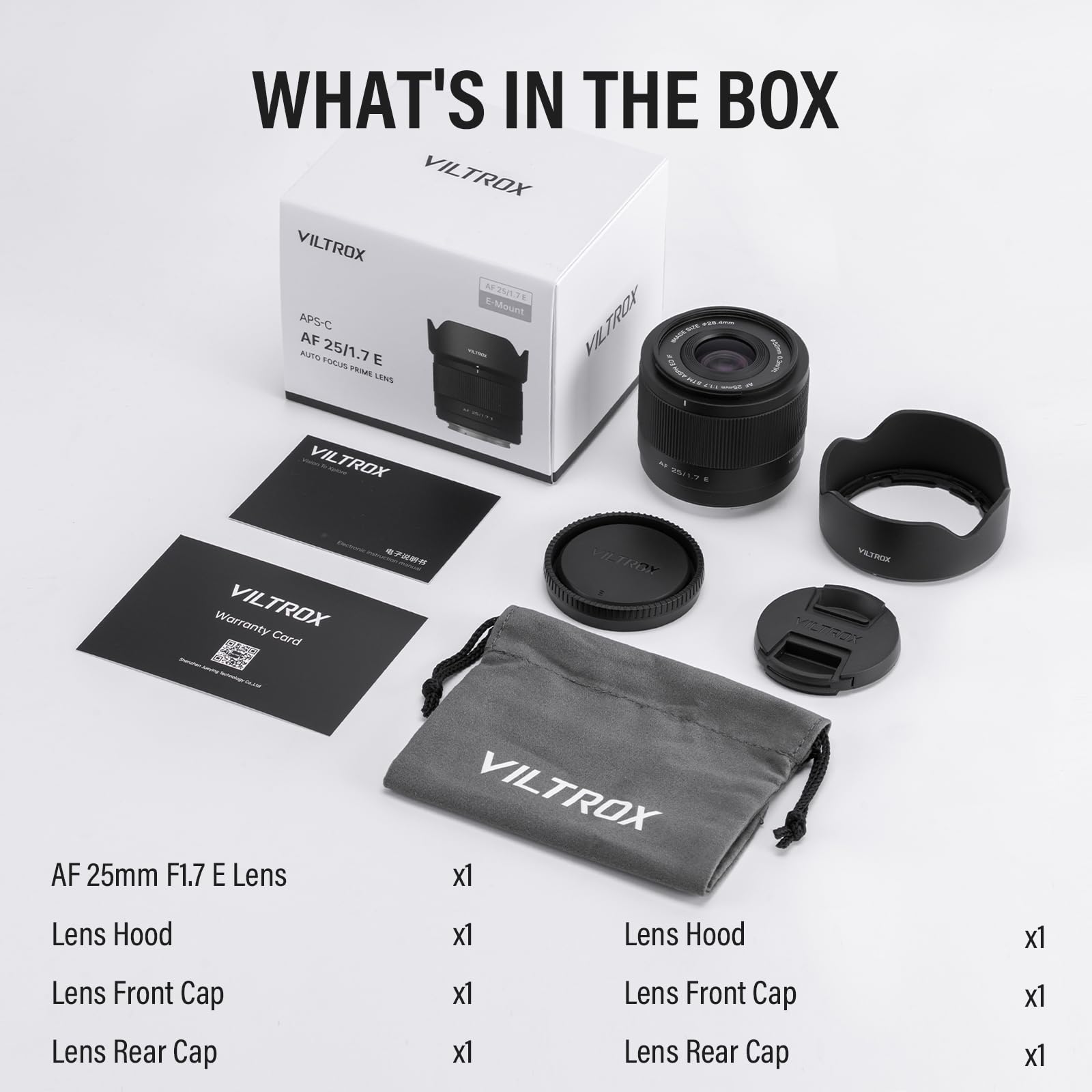 VILTROX 25mm F1.7 Air FE Obiettivo per Sony Automatica Fotocamere Lenti Attacco E Standard con Ampia Apertura APS-C Lenses Compatibile con i Modelli Sony a6000 a6100 a6300 a6400 a6500 a6600 A6700