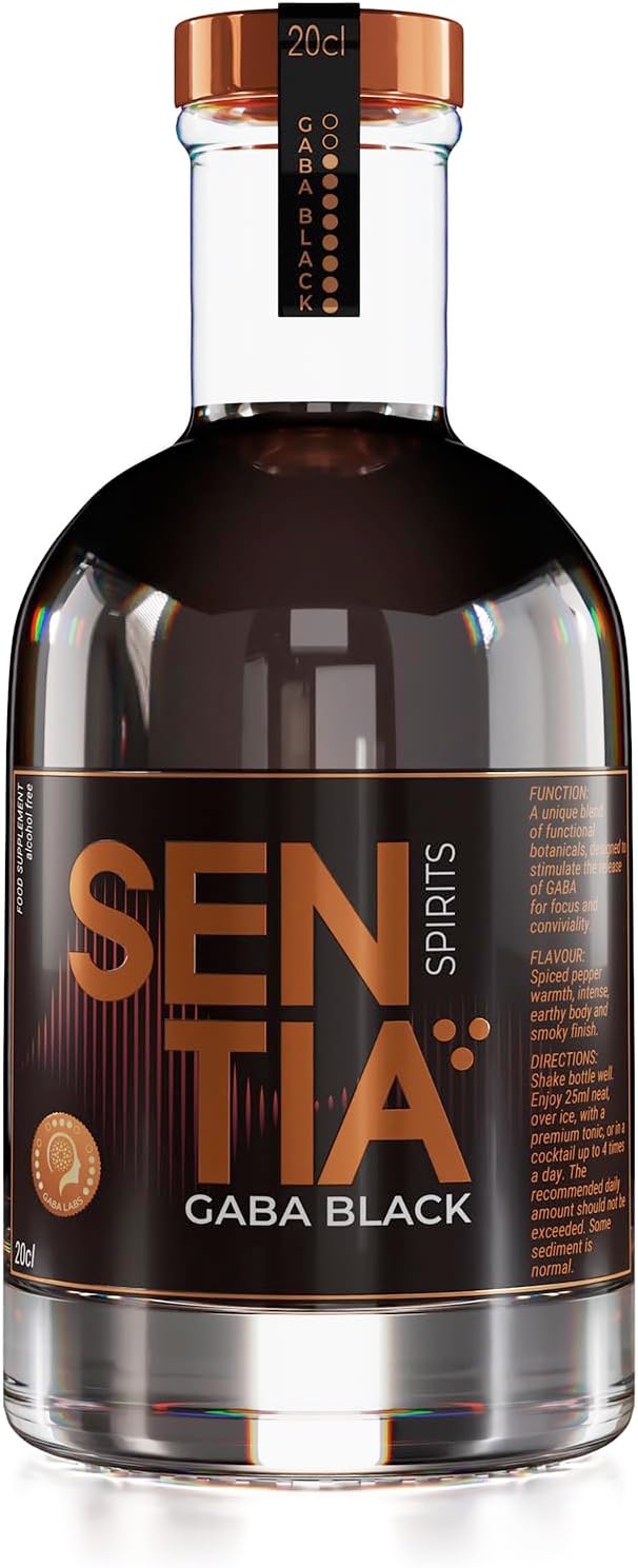 Sentia Spirits Gaba Black, Botanical Alcohol Free Drinks, Vegan, Gluten Free and GM Free, 20cl - Sentia Drink Perfect for Mocktails