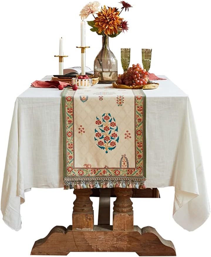 European-Style Table Runner Tassels Coffee Table Dustproof Cover Cloth American TV Cabinet Cover Cloth (Colour: A, Size: 40 x 200 cm) (A 40 x 140 cm)