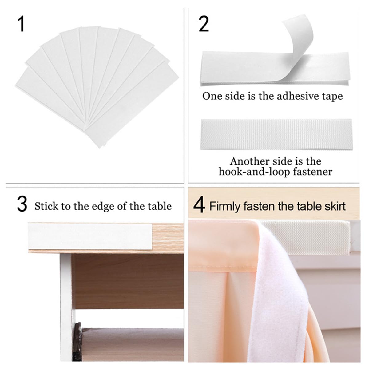 Odot Tafelrok rechthoek, spandex stretch tafelkleed met rok hotel banketten geplooide bureaurok, feesttafelkleed pluizig voor bruiloft, verjaardag babyborrel, banket (champagne, 275 cm x 77 cm