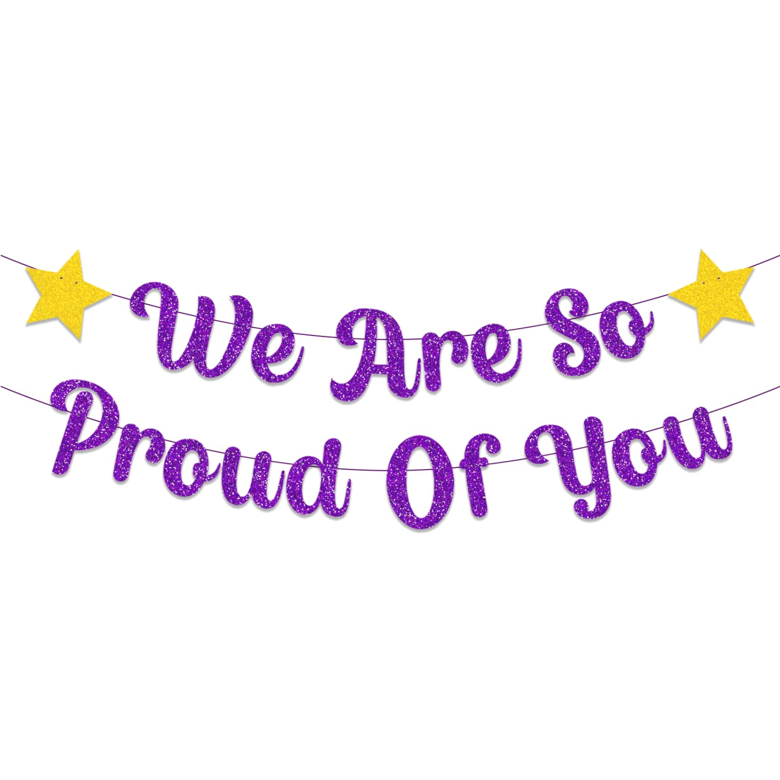 bng-bng We Are So Proud Of You Bunting Banner Glittery Graduation Congratulations Decoration Hanging Garland for Graduation Retirement Grad Party Decor Supplies Purple