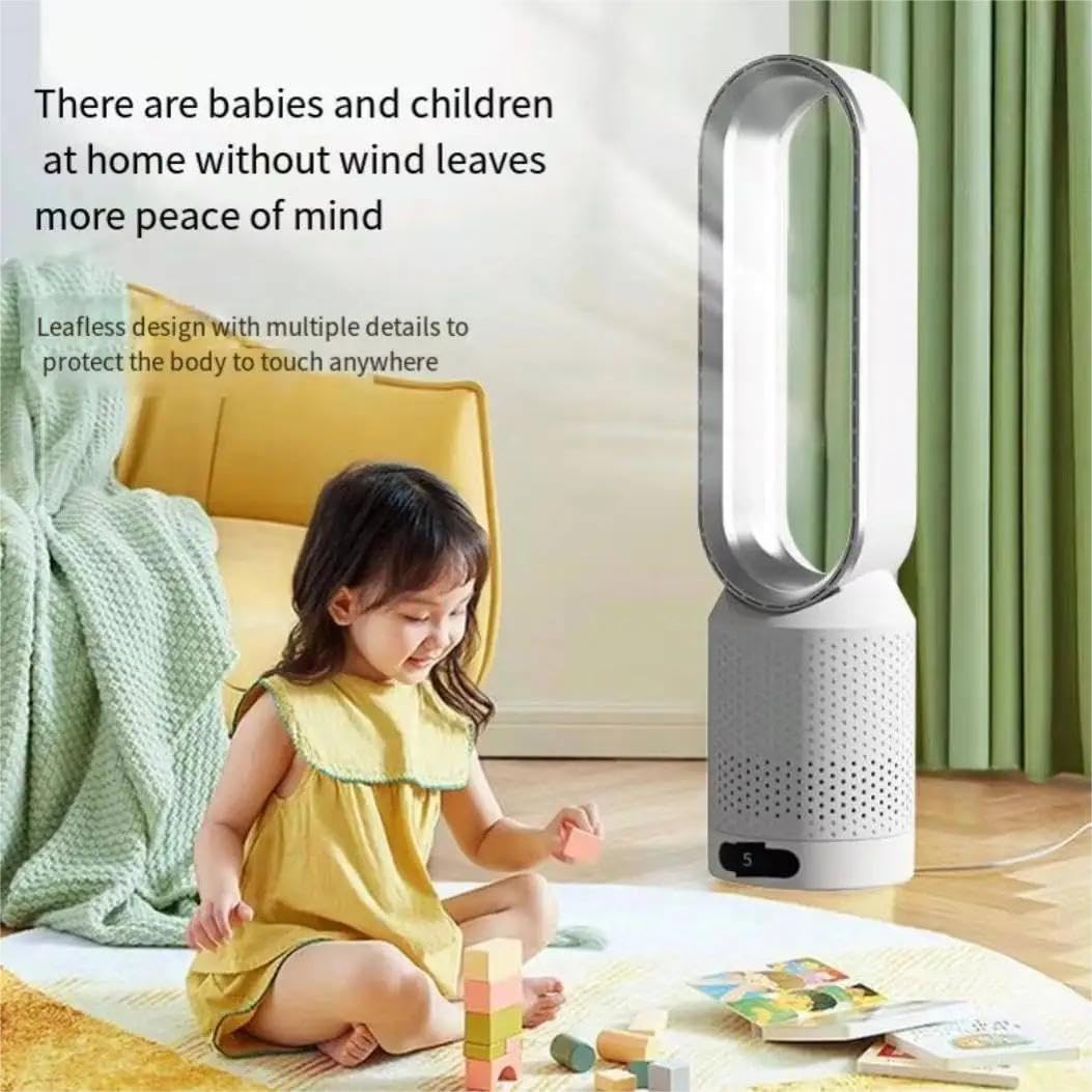 Rotorloser Ventilator 32 Zoll, 2 in1 Turmventilator Leiser & Luftreiniger, 620L/S, 90° Oszillation, Fernbedienung, Standventilator für Büro, Schlafzimmer