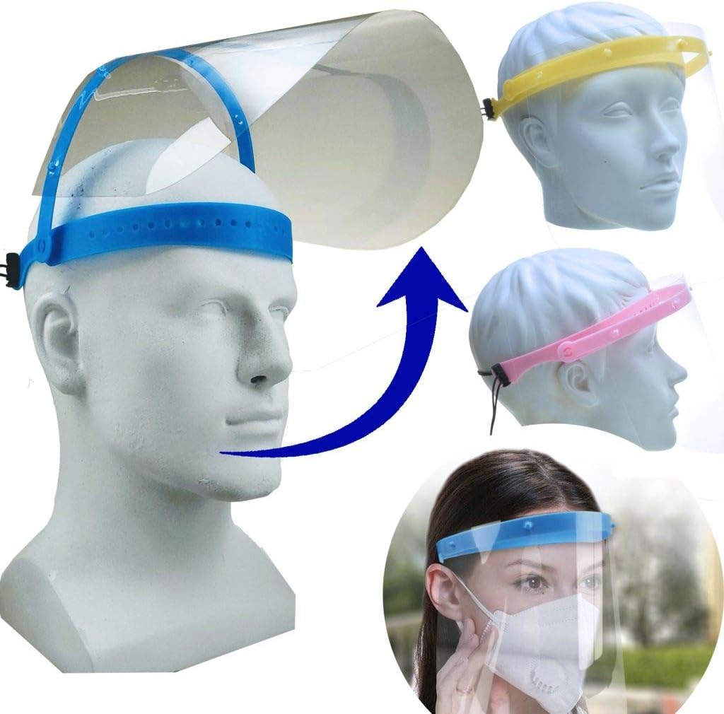 proSPORT 100 Pack Dark Blue Flip Up Clear Face Shield Protects Against Spray Liquids Adjustable One Size