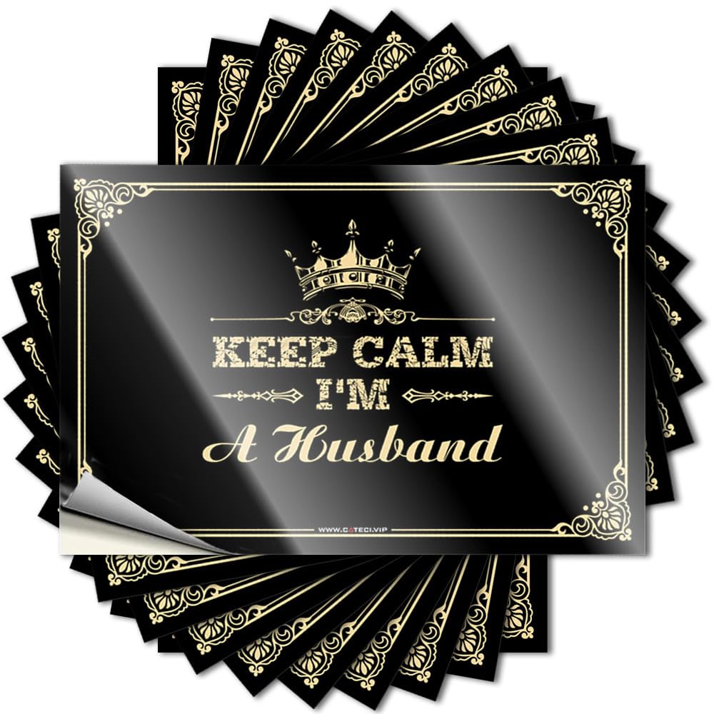 Mens Room Accessories Stickers Helmet | Keep Calm I'm A Husband Assorted Motorcycle Sticker Pack(8X12CM)