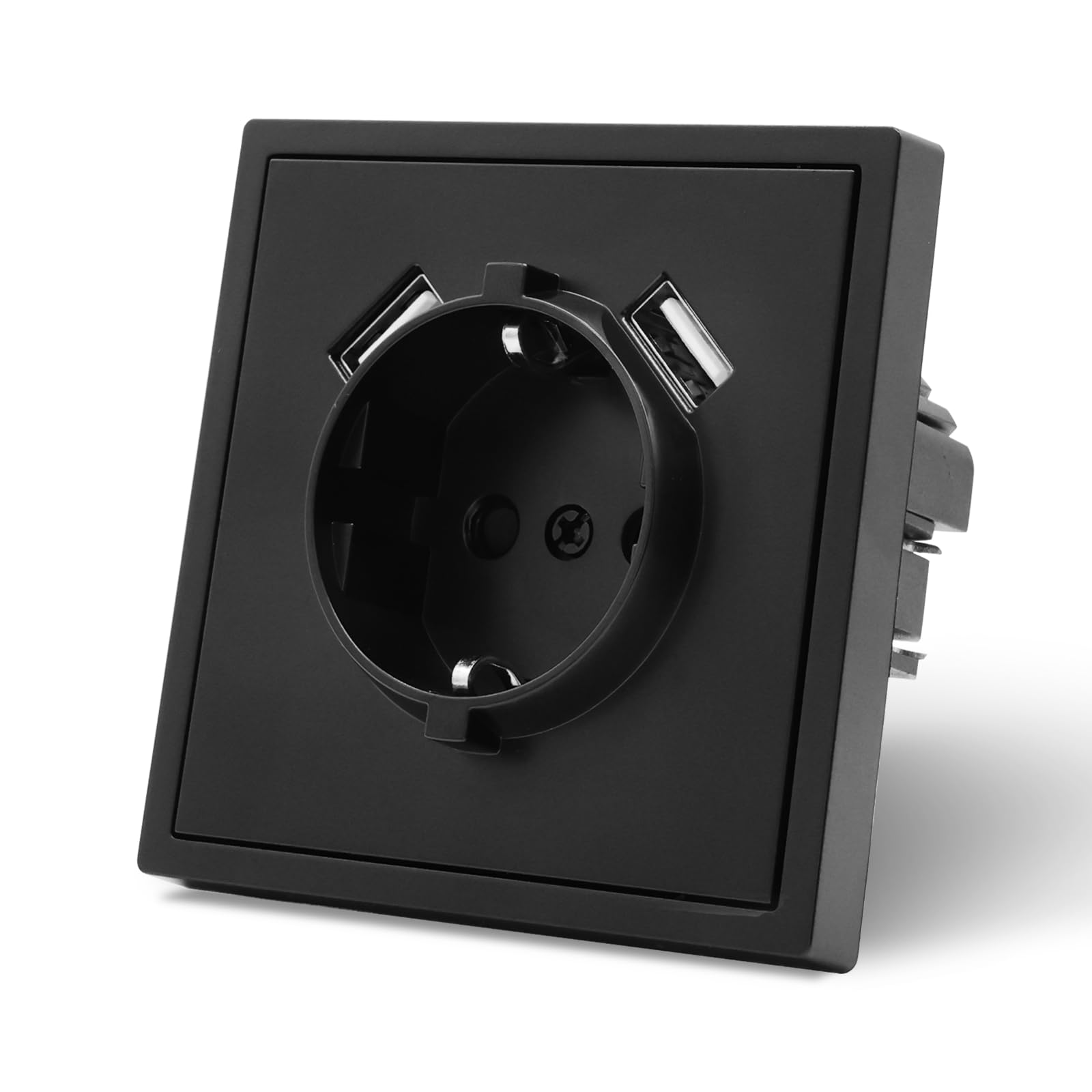 MVAVA Schuko Steckdose EU-Standard, 1 Fach Unterputz Steckdose, Einfache Installation, 80mm × 80mm Steckdosen, 3-Draht Erforderlich, Schwarz