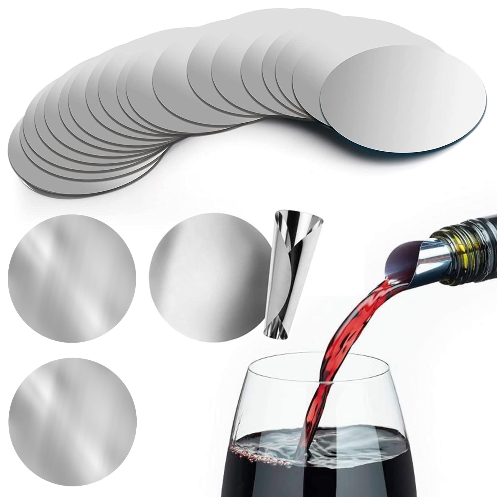 50 Pezzi Versatore Antigoccia Per Bottiglie – Salvagoccia In PET Argentato, Riutilizzabile Per Vino E Liquidi, Per Ristoranti E Casa