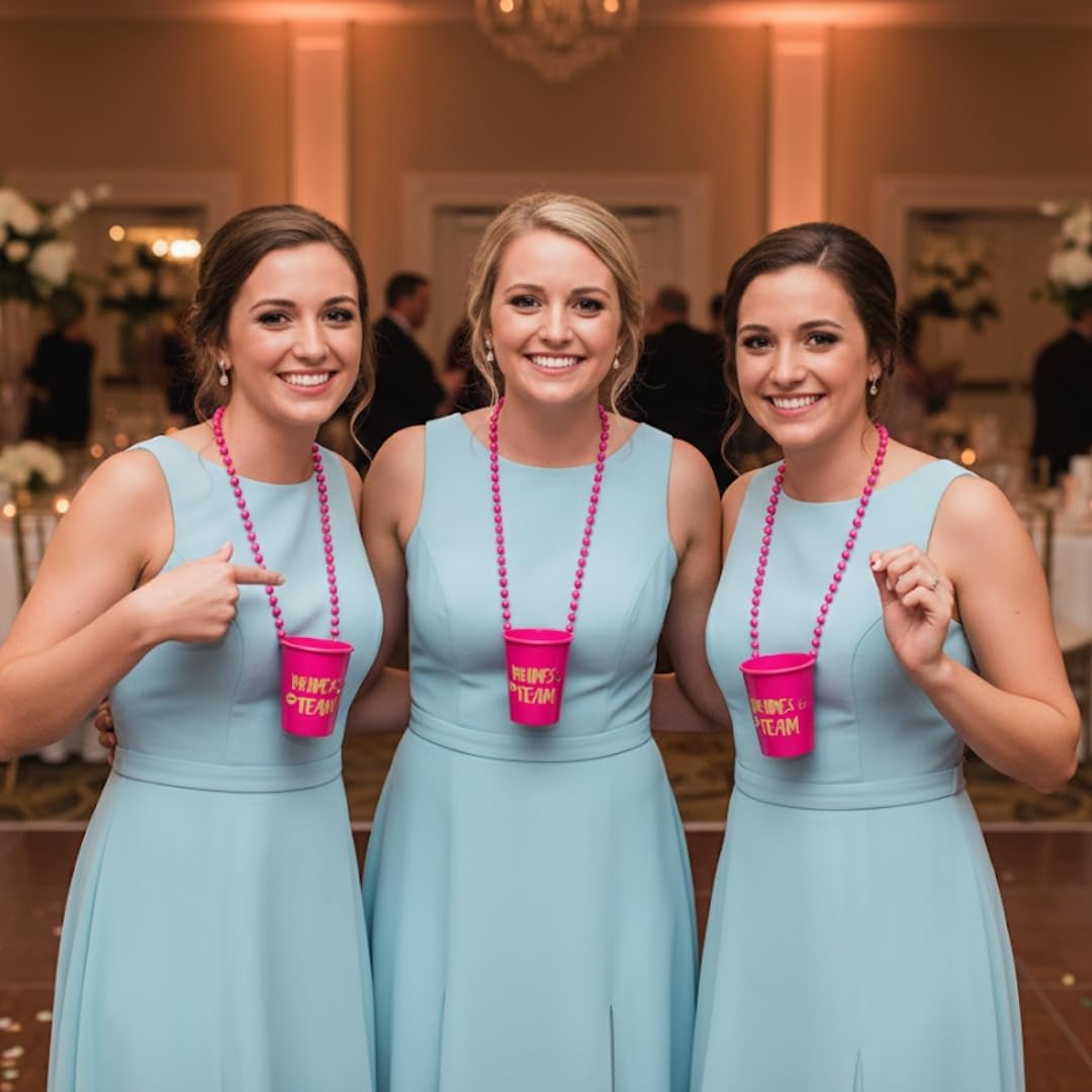 Wanna Party Pack of 4 Bachelorette Party Shot Glasses Necklace, Bride Squad Necklace Shot Glass for Team Bride Supplies, Bachelorette Party Decorations 2
