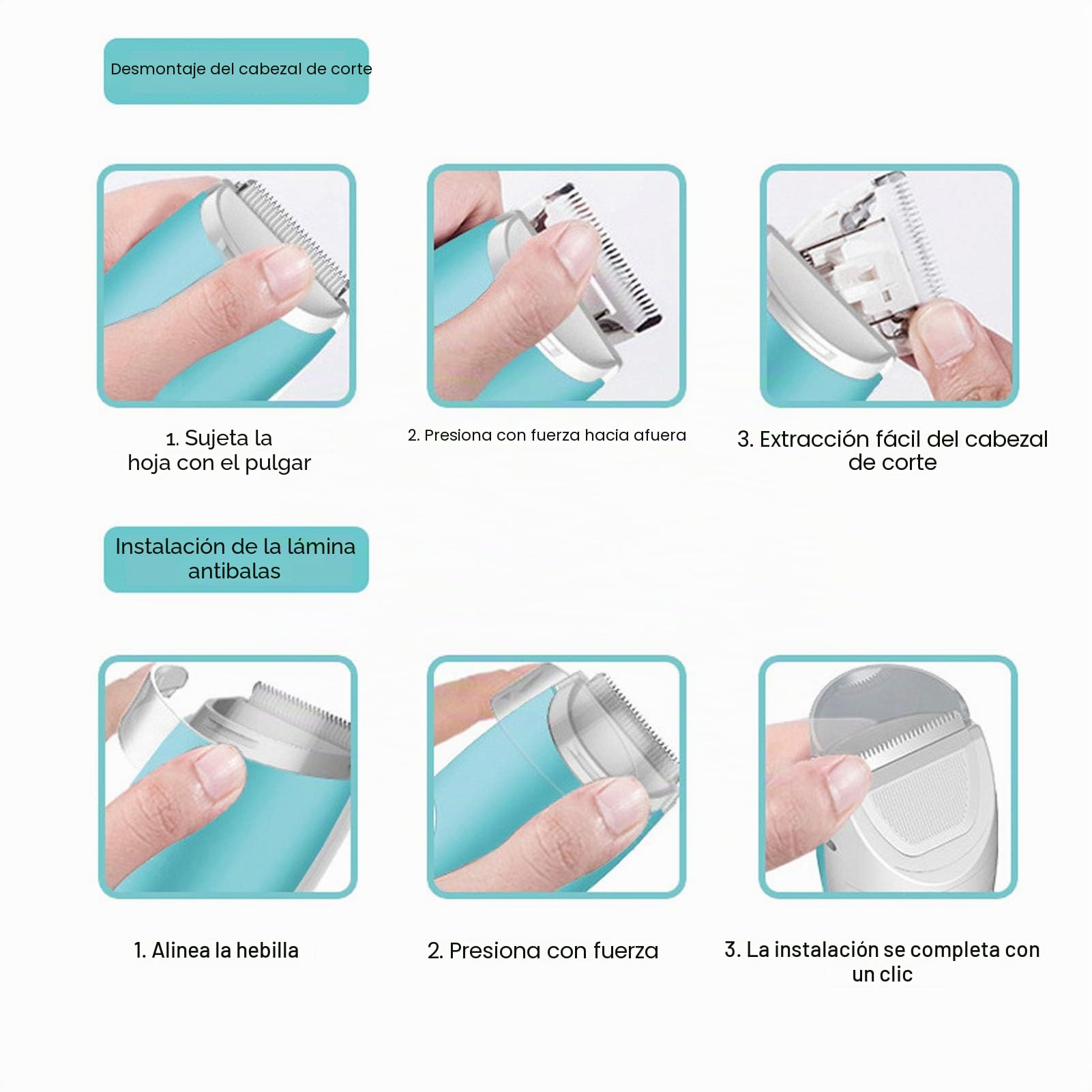 Cortadora de pelo para bebé, ultra silenciosa con peine guía, kit de corte inalámbrico recargable impermeable
