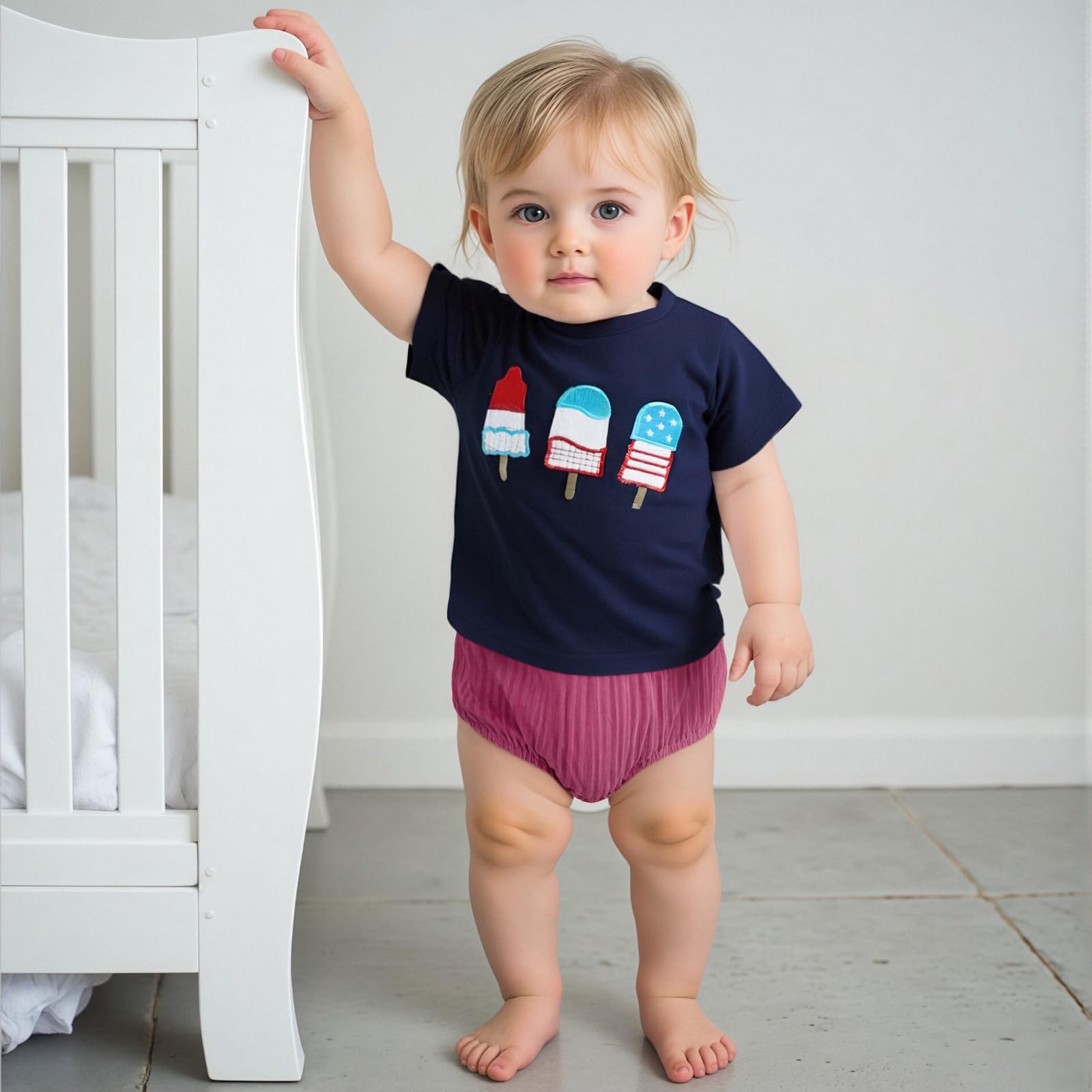 Toddler Baby Boys Girls Shorts Summer Striped Bubble Seersucker Bloomers Elastic Waist Shorts (Red, 18-24 Months)