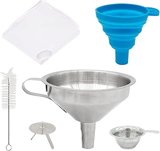 Stainless Steel Resin Funnel, 3D Resin Printer Funnel with Strainer Cleaning Brush, and Silicone Funnel Strainer Kit for uncured Resin Recycling