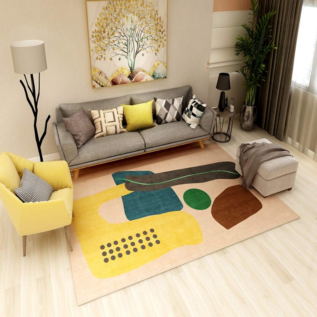 Buy MOXIC Soft Abstract Art Living Room Area Rugs Square Children Crawling Bedroom Rug Fleece Anti-Slip Carpets Nordic Modern Home Decor Mats Indoor Outdoor Runners Nursery 4' X 4' — BookShops.in