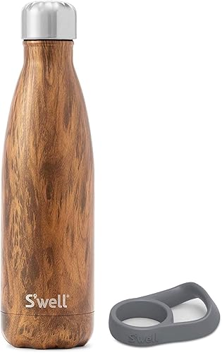 Miniatura 6 de S'well Botella de agua de acero inoxidable con asa de viaje, 17 onzas líquidas, ónix, recipientes aislados al vacío de triple capa que mantiene las
