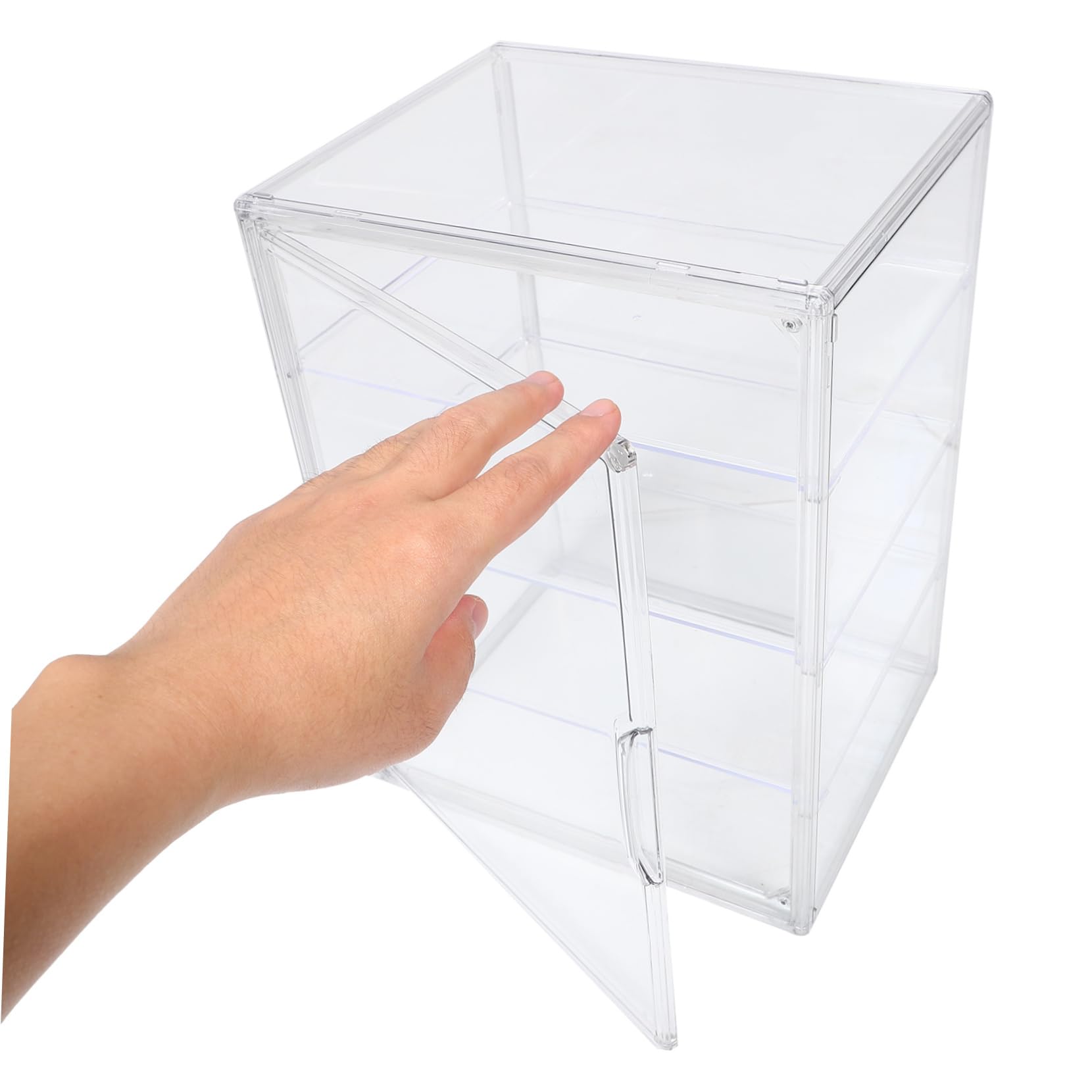 IMIKEYA Caja de Pan para Encimera de Cocina de Acrílico Transparente con 4 Niveles y Puerta Magnética, Fácil de Limpiar Estantes Ajustables para Panadería