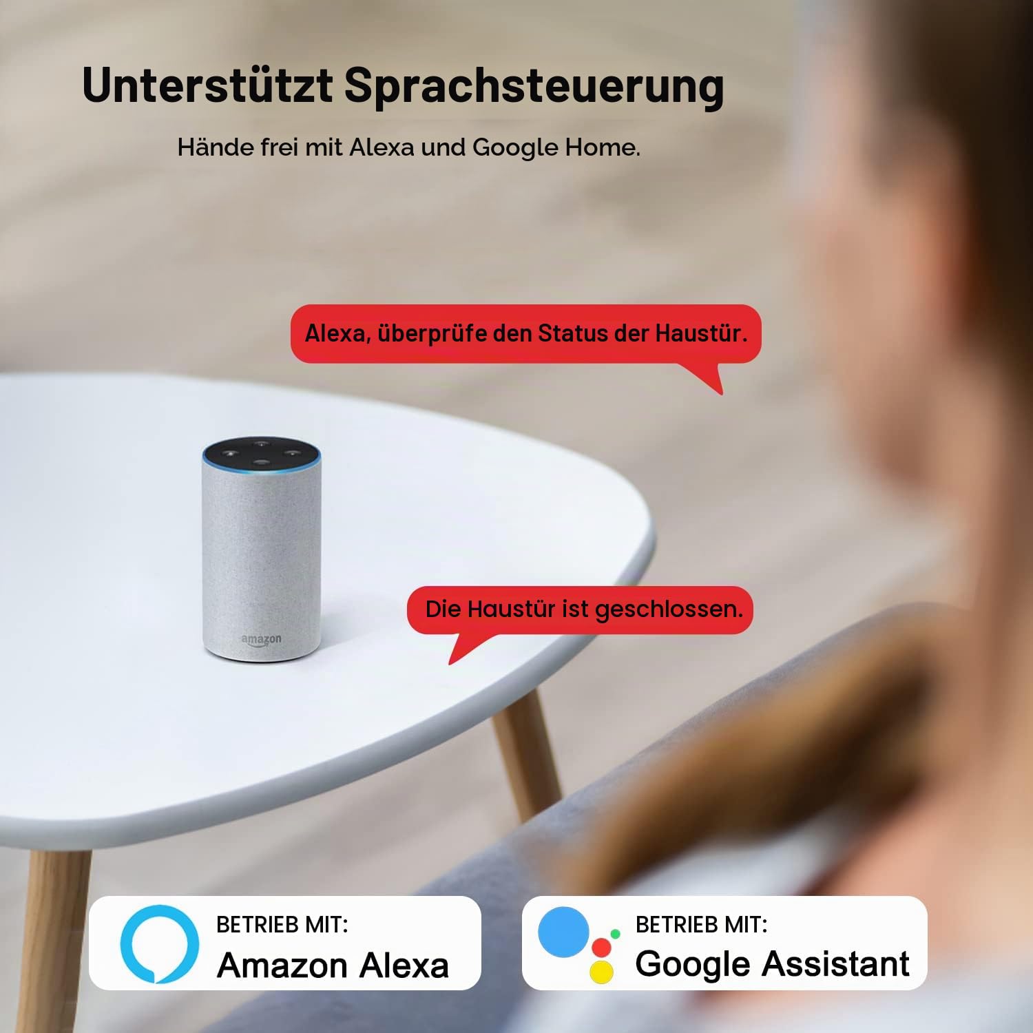 Smart WiFi Sensor für Türen und Fenster, Alarm für Türen und Fenster, Smart Tür- und Fensterkontaktsensor für die Heimsicherheit, kompatibel mit Alexa.4 Stück