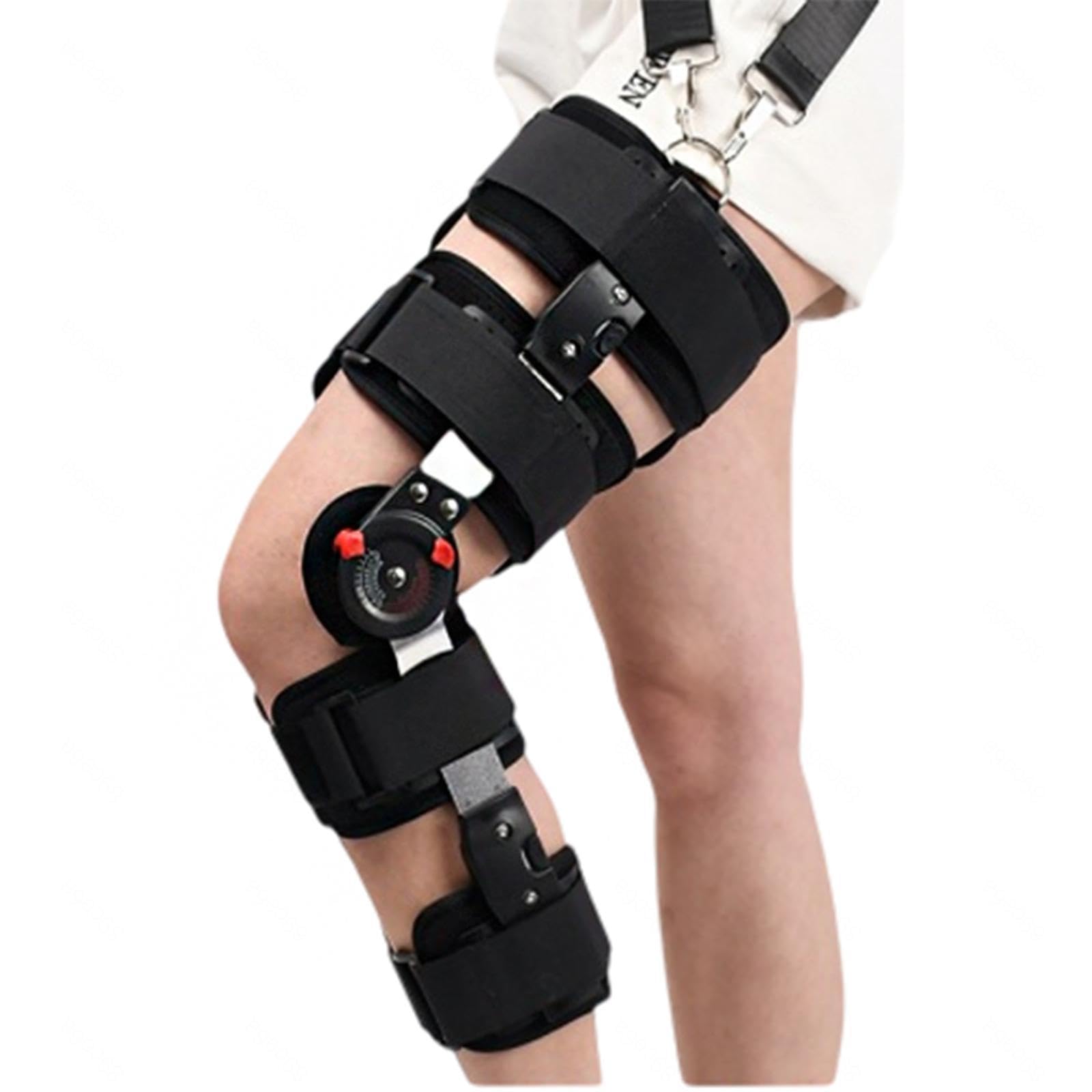 Rodillera Ajustable con Bisagras para Lesiones de ACL, MCL y PCL, Inmovilizador de Rodilla con Estabilizadores Laterales, Rodillera Ortopédica de Bloqueo Rotuliano para Hombres y Mujeres