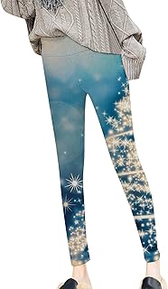 Pantalones de Mujer Leggings de Forro Ajustados, cálidos y versátiles con Estampado navideño Mallas Ajustadas Mujer Leggins Moldeadores Mujer Pantalones con Forro Polar Mujer