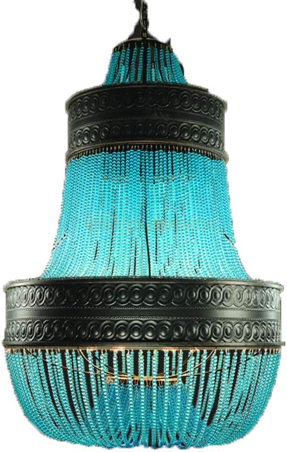 Light European Style Lock Crystal Beads Chandelier, Excellent Luxury Palace Ceiling restaurant living room Diameter 80 cm High 120 cm E14 (Not Included) See Wasser grün