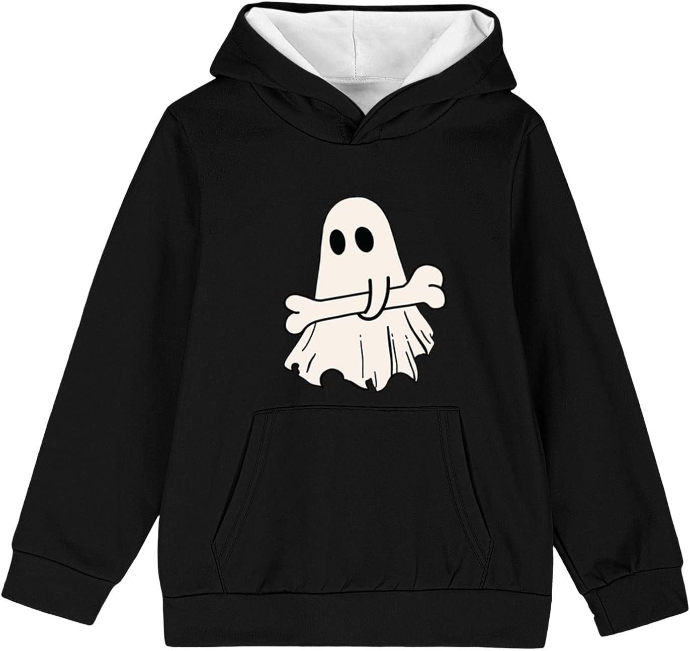 Cute Halloween Ghost With Bone Hoodie Sweatshirt Girls Top