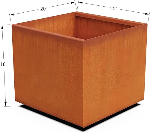 Miniatura 5 de Corten - Maceta de acero con cubo cuadrado, caja de jardín de metal, resistente, fabricada en Estados Unidos, totalmente montada, residencial