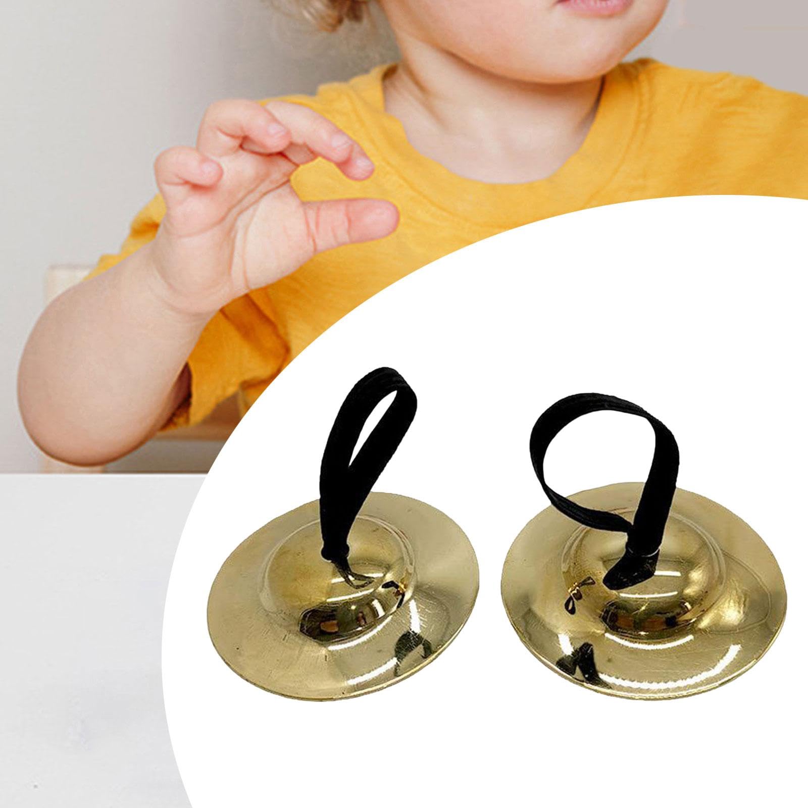Fancyes Hand Cymbals Kids Handheld Cymbals Musical Instrument Copper Crash Cymbal for Kids,Finger Cymbals for Activity, Events, Chorus, Presentations, 5.2cm