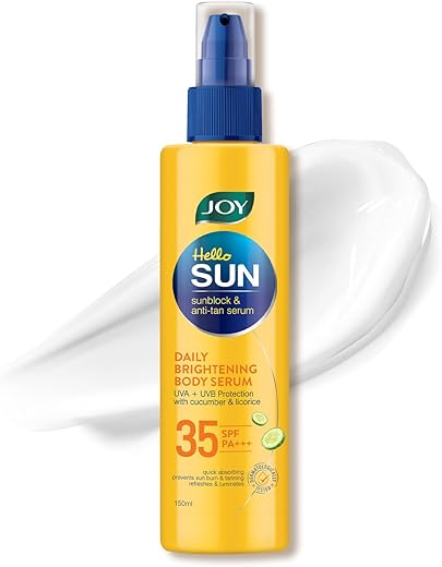 JOY Hello Sun Sunblock & Anti Tan Daily Brightening Body Serum Sunscreen Spf-35 Pa+++ (150Ml)|For All Skin Types
