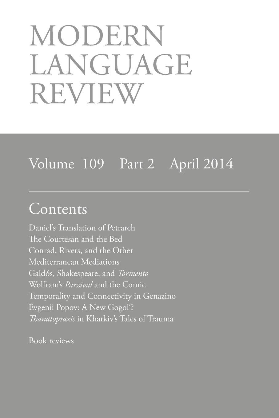Modern Language Review (109: 2) April 2014